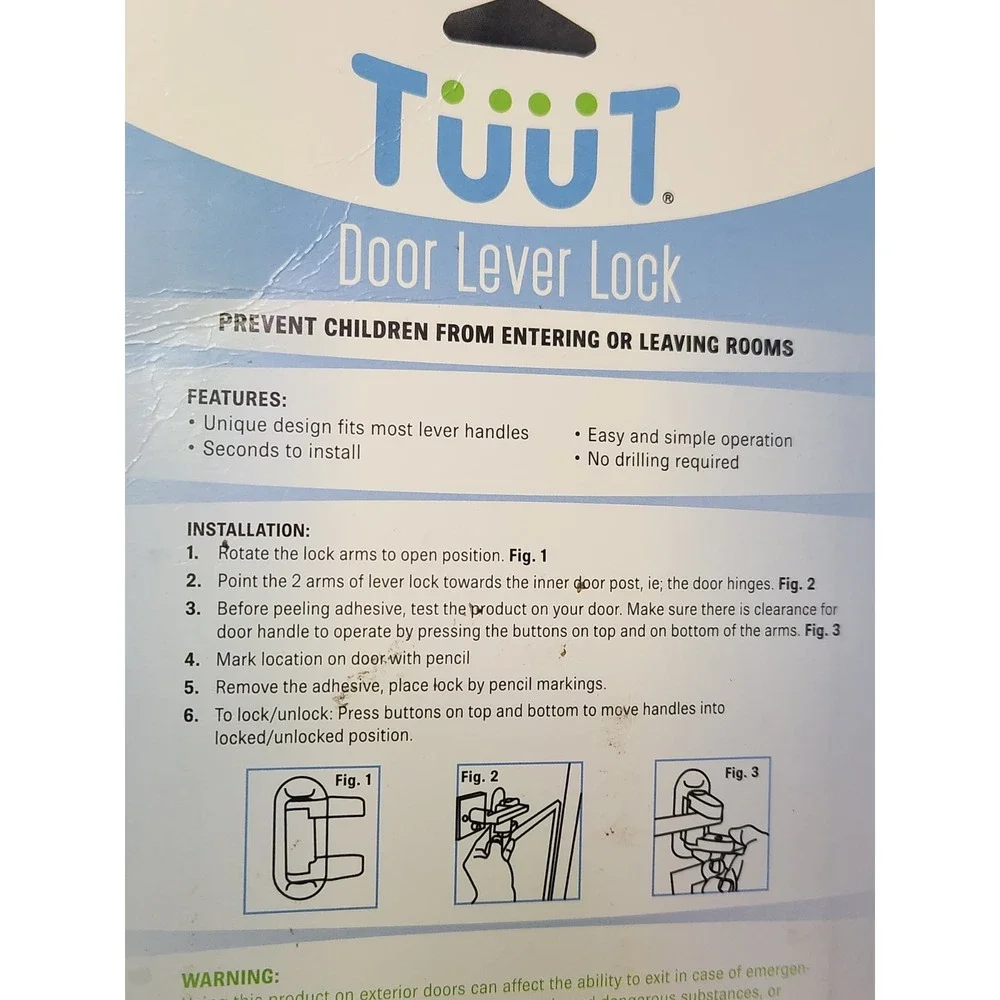 Tuut Door Lever Lock - 2 Pack for Child Proofing Door Handles - Child Safety NEW